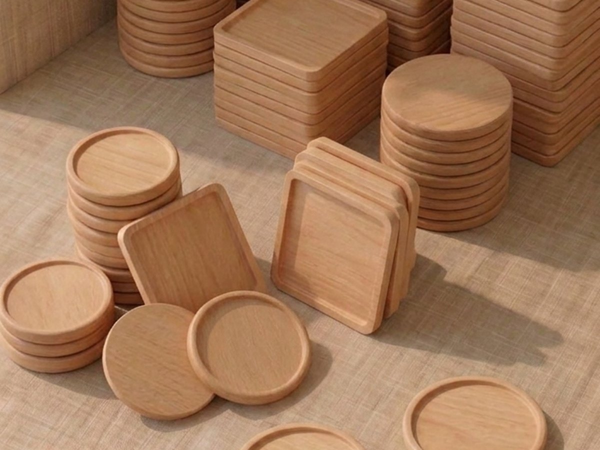 Light wooden coasters