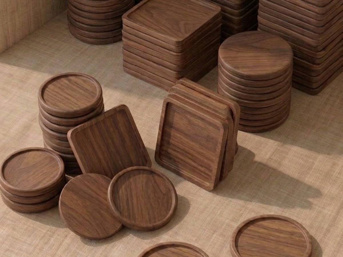 Dark wooden coasters