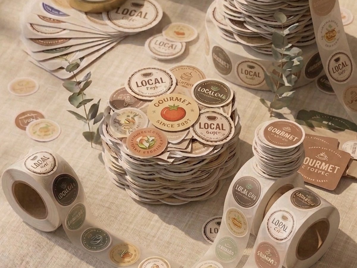 Rolls of printed label stickers